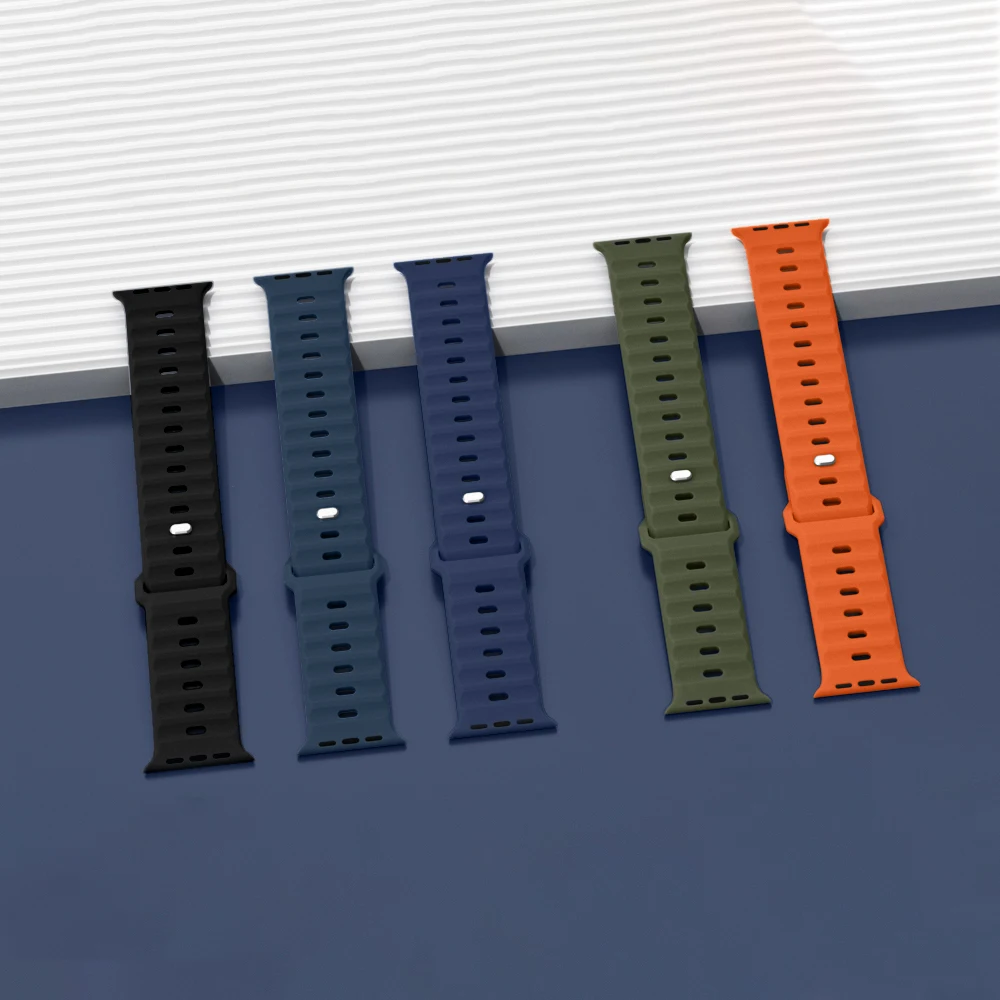 Pulseira esportiva de silicone para Apple Watch 46mm 44mm 45mm 49mm 42mm, iWatch Series 12 11 10 9 8 7 SE Ultra 2 3 4 - Imagem 2