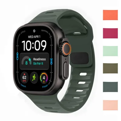 Pulseira esportiva de silicone para Apple Watch 46mm 44mm 45mm 49mm 42mm, iWatch Series 12 11 10 9 8 7 SE Ultra 2 3 4
